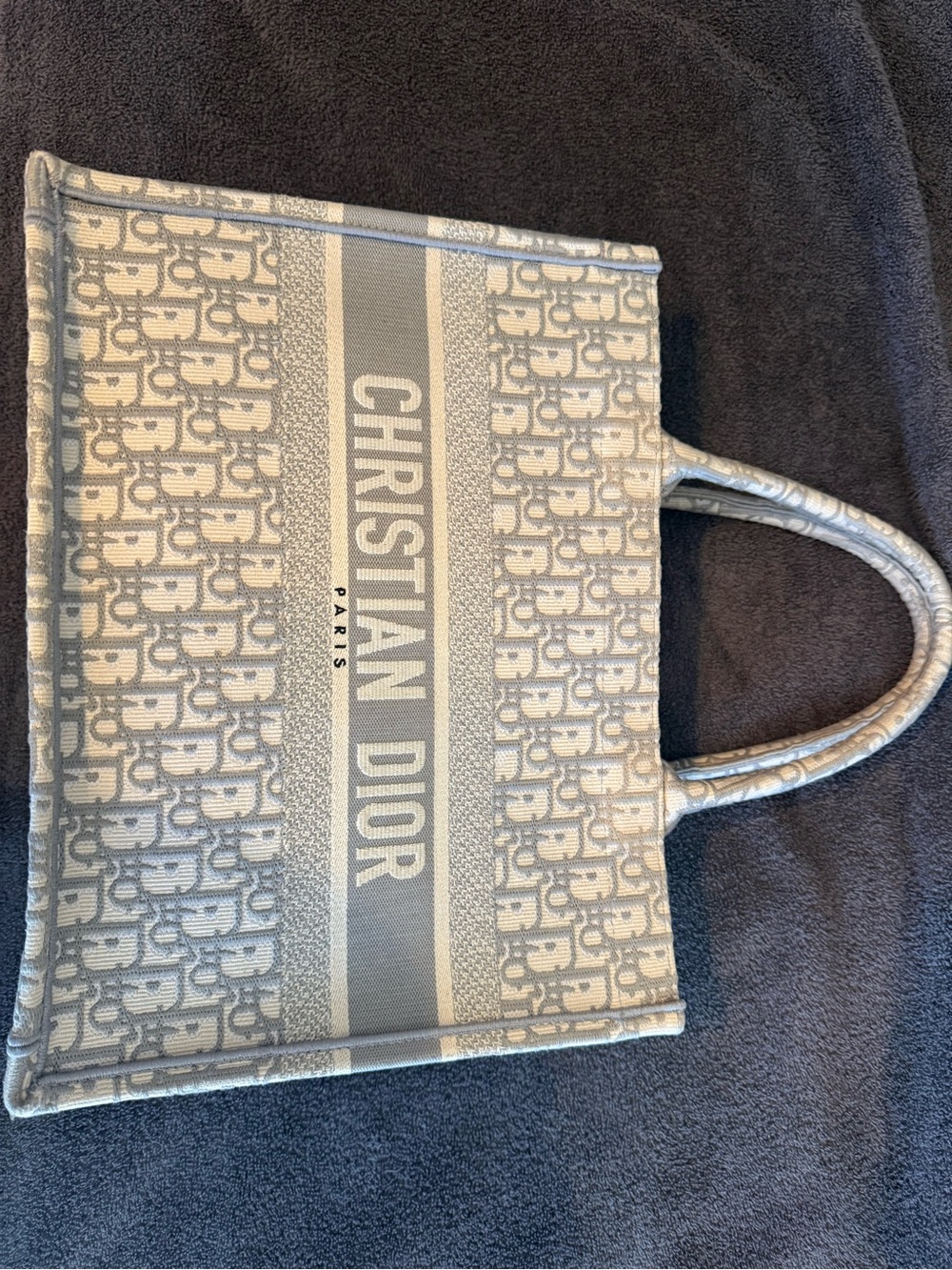 Dior Light Grey and Cream Book Tote